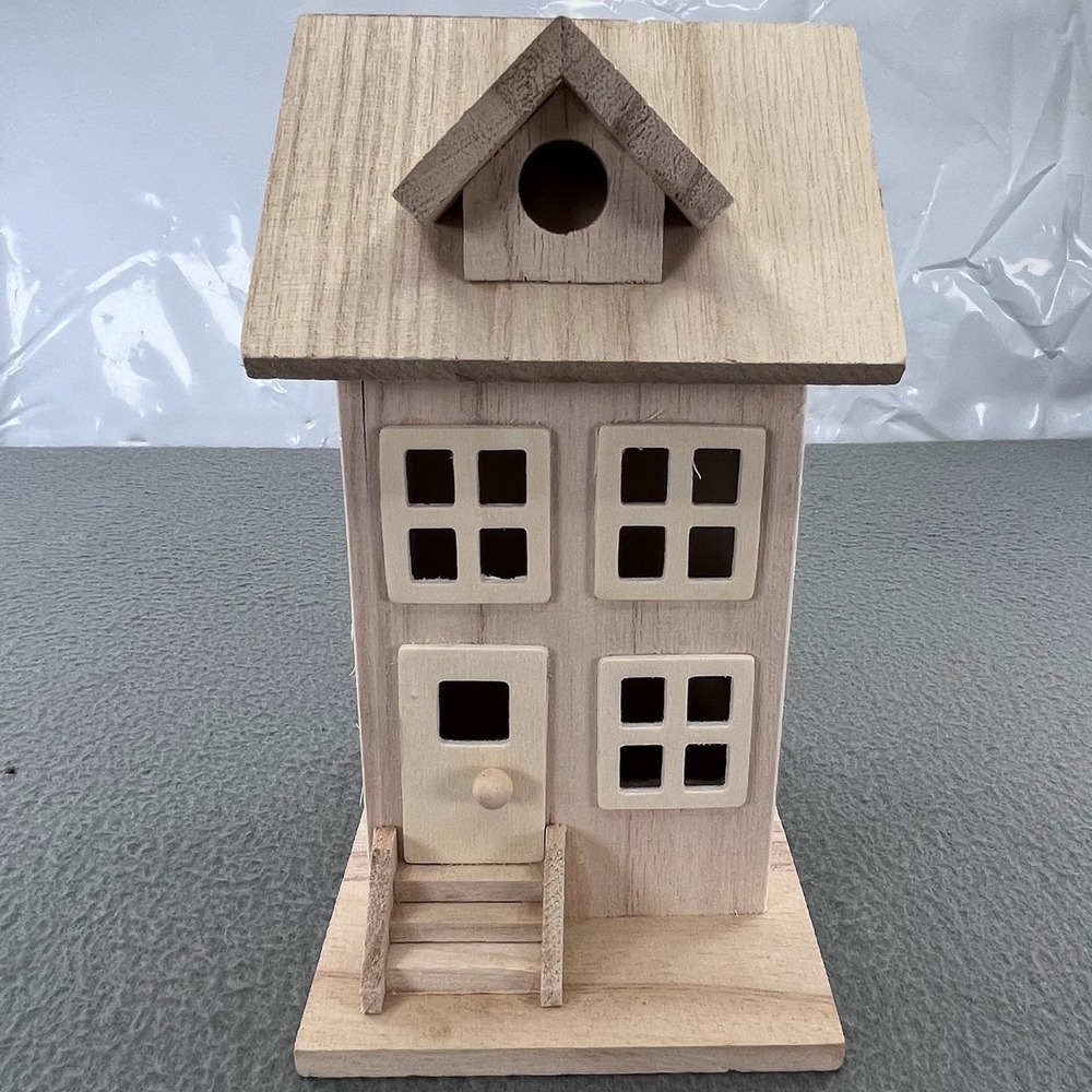 Make Market Wood Birdhouse Unfinished Natural DIY Craft 7.5in Farmhouse Decor